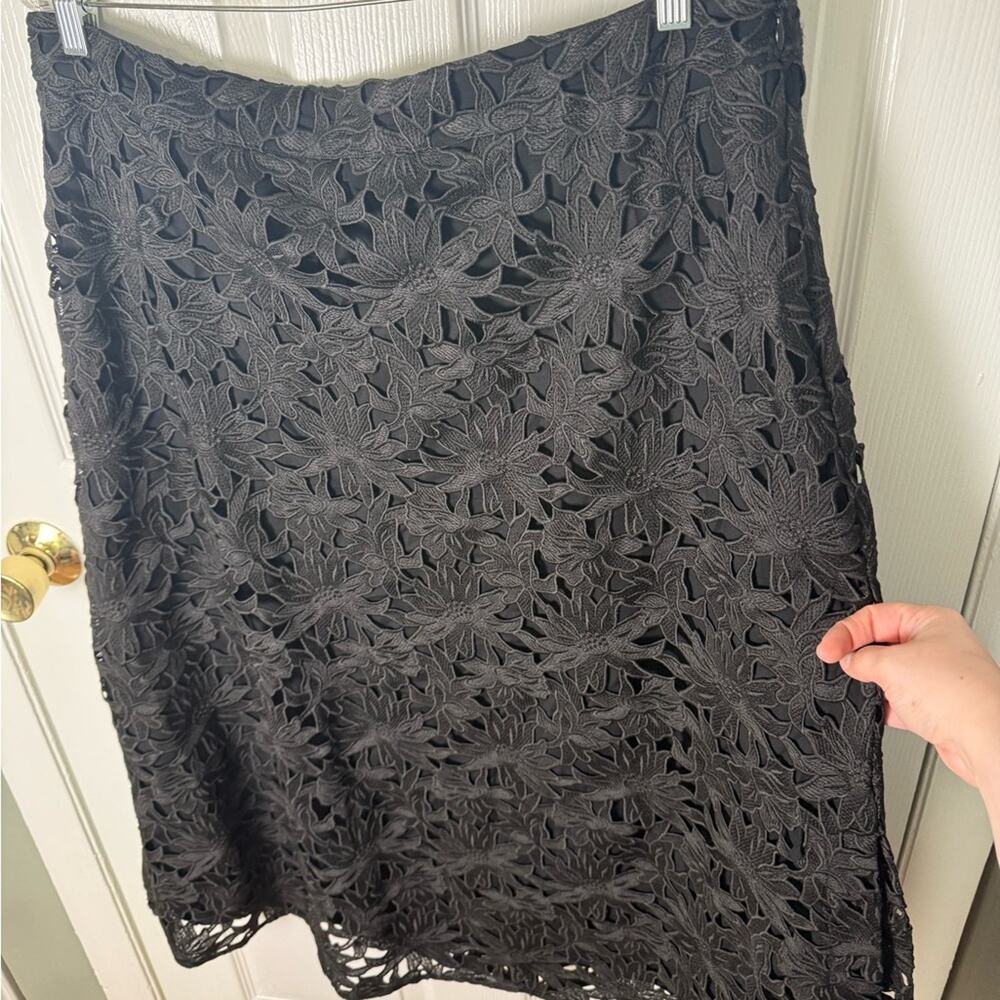Farm Rio Black Flowered Lace Midi Skirt XL - Picture 3 of 8